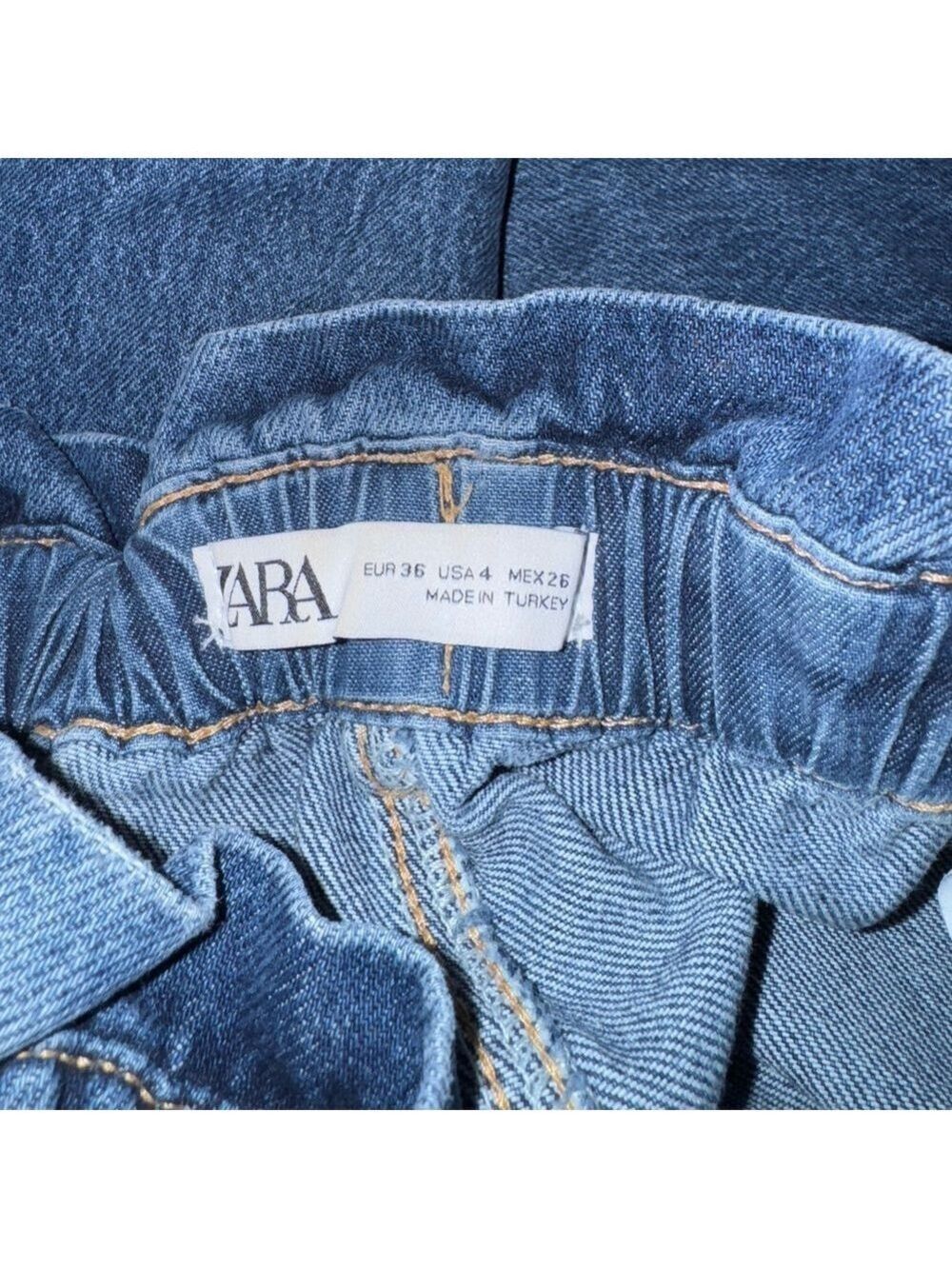 Zara Paperbag Denim Jeans Medium Wash Size 4 - Picture 6 of 6